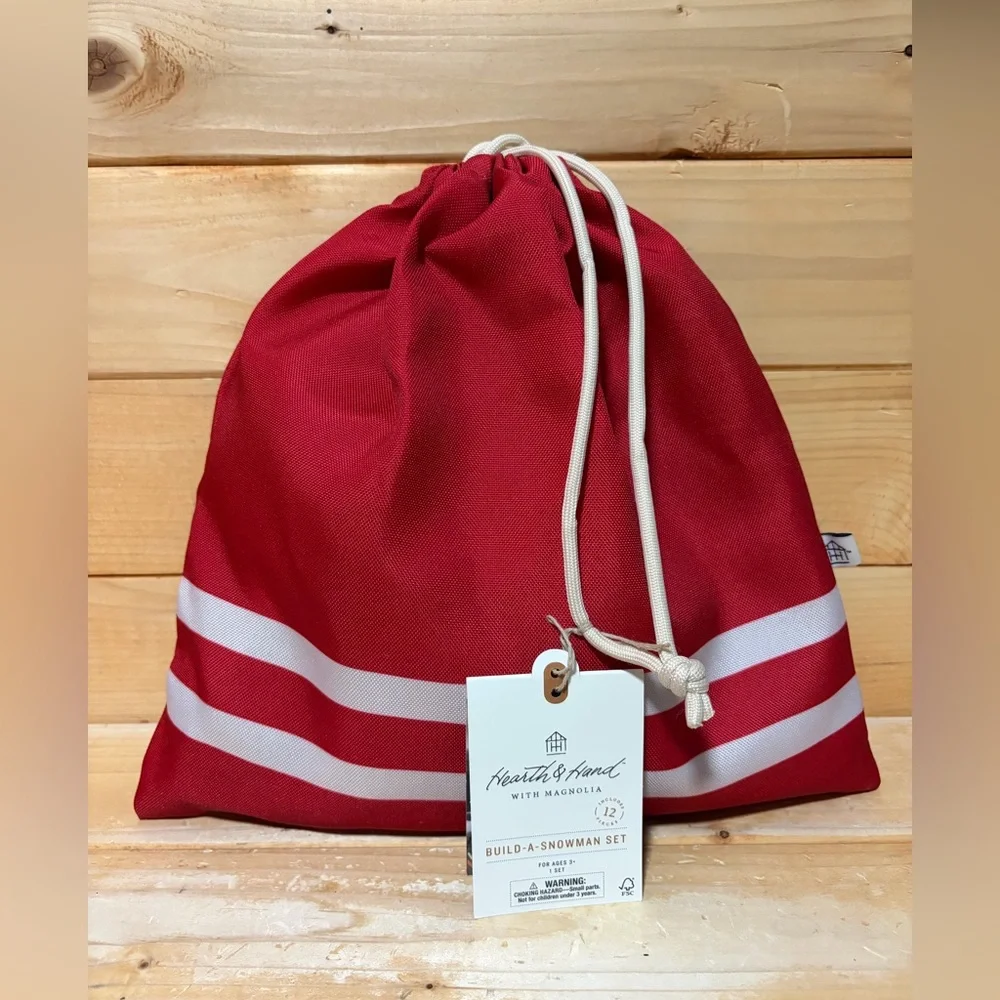 New Hearth & Hand with Magnolia, Wooden Build-a-Snowman 12 Piece Set - Picture 2 of 3